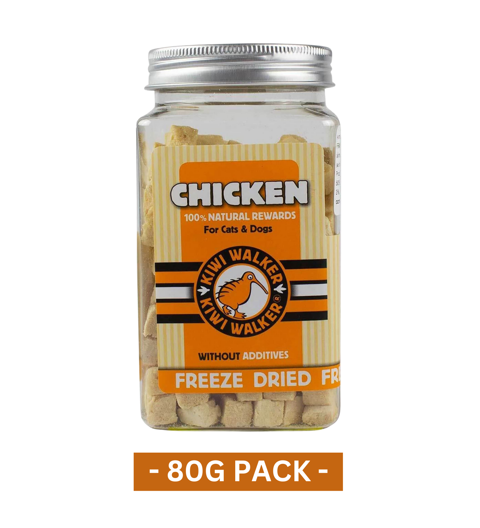 KIWI WALKER Freeze Dried Grain Free Snack Chicken Cubes Cat and Dog Treats - 80 GM