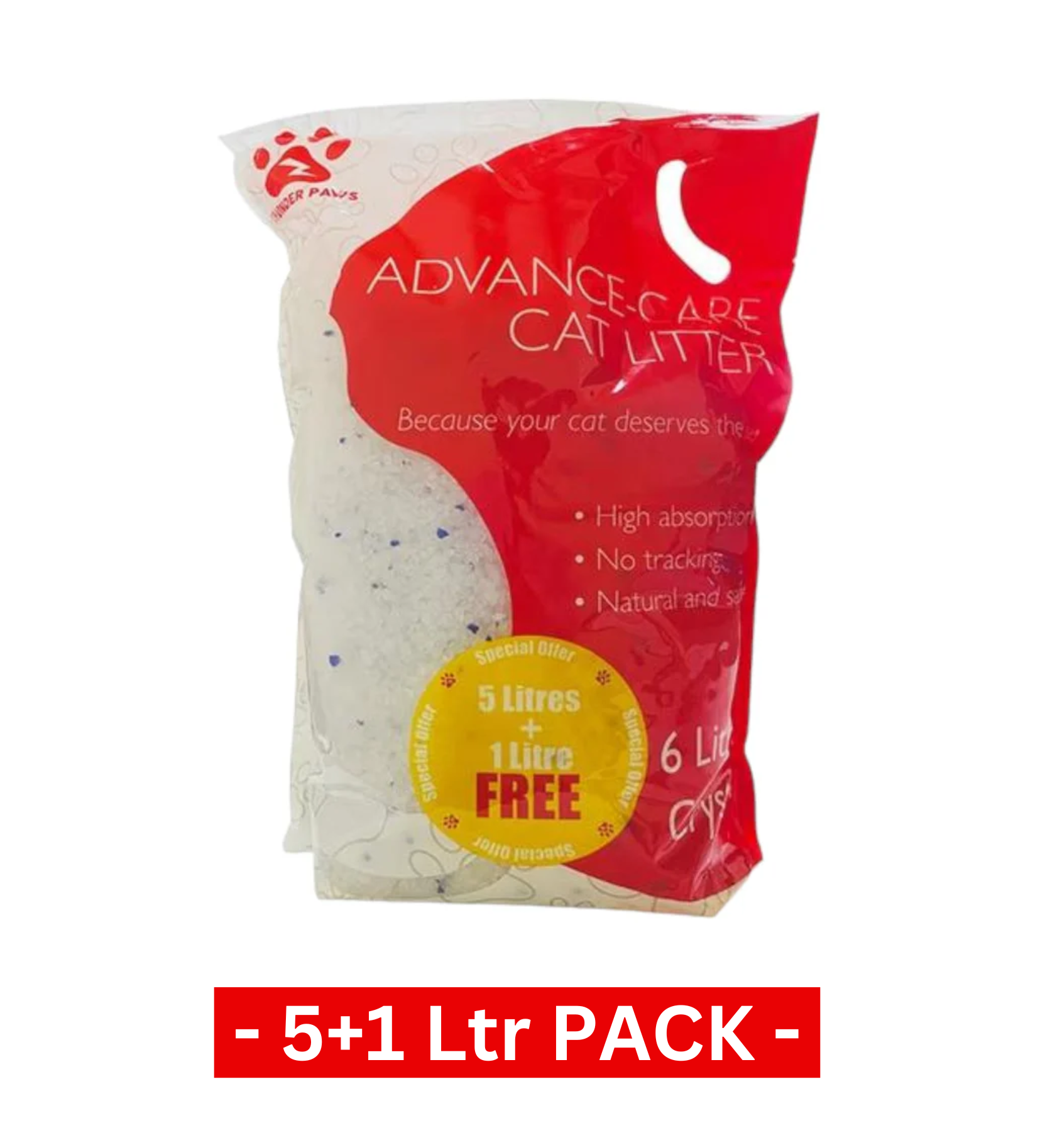 Thunder Paws Advance Care Crystal Cat Litter 5+1 Litre FREE