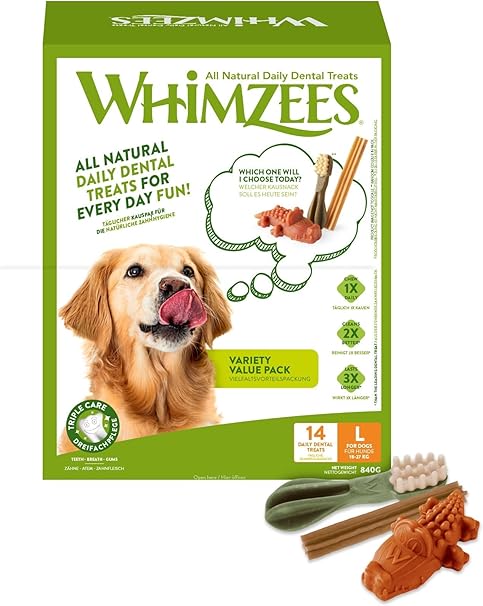 Whimzees Variety Dental Chews for Large Dogs Value Box
