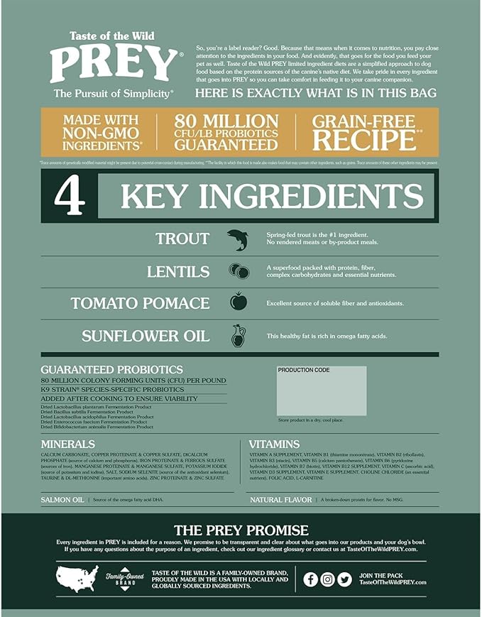 Taste of the Wild PREY Trout Dry Dog Food