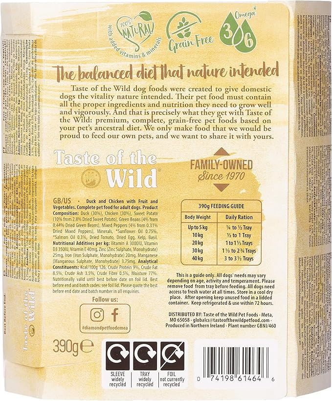 Taste of the Wild Duck with Fruit & Vegetables Tray Wet Dog Food