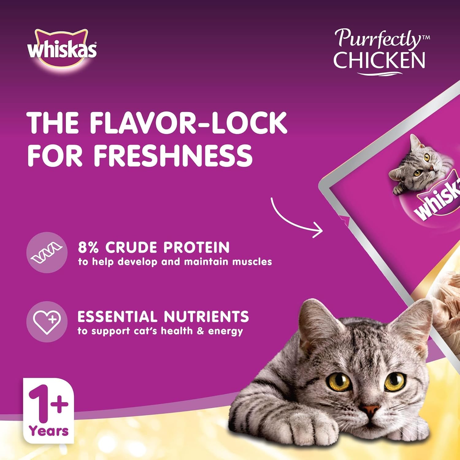 Whiskas Purrfectly Chicken Wet Kitten Food 10+2 FREE