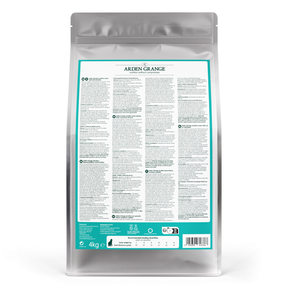 Arden Grange Grain Free Sensitive Adult Ocean White Fish & Potato Dry Cat Food