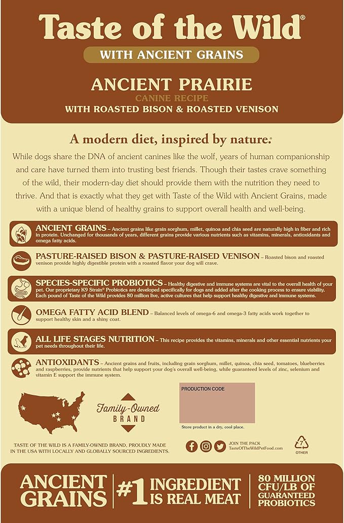 Taste of The Wild Ancient Prairie Bison & Venison Dry Dog Food