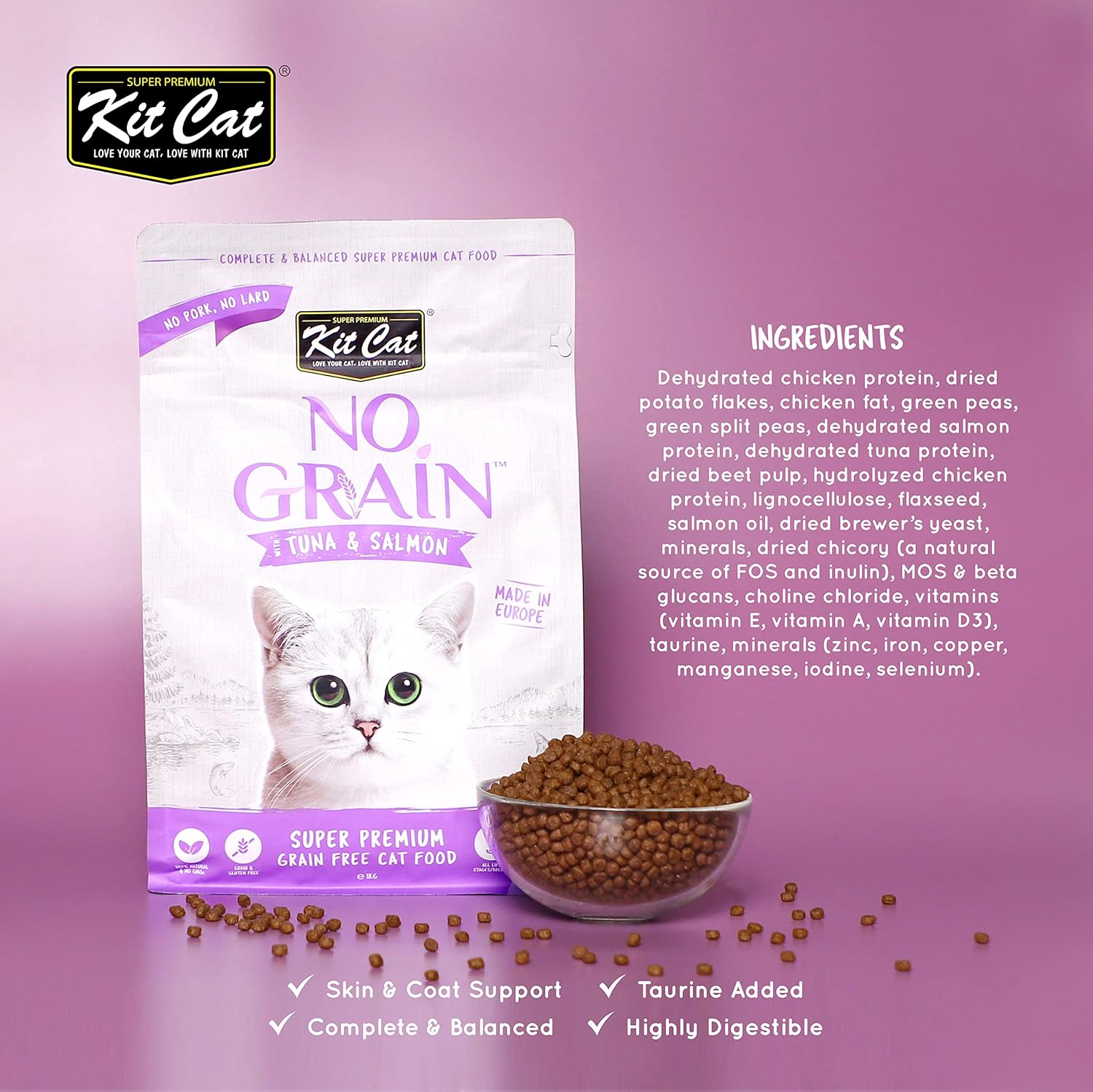 Kit Cat No Grain Tuna & Salmon Super Premium Cat Dry Food