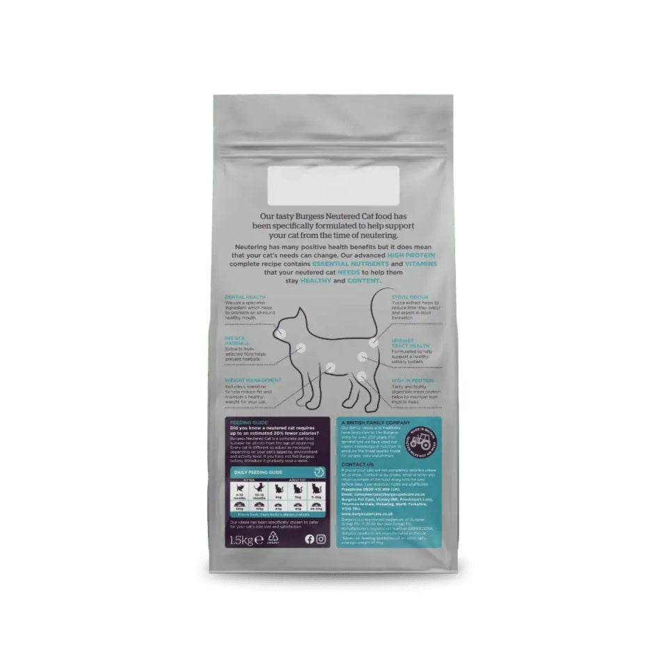 Burgess Neutered Cat Chicken Dry Cat Food