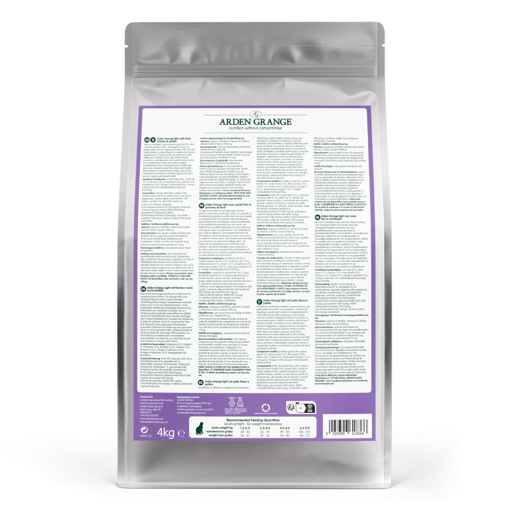 Arden Grange Grain Free Adult Light Fresh Chicken & Potato Dry Cat Food