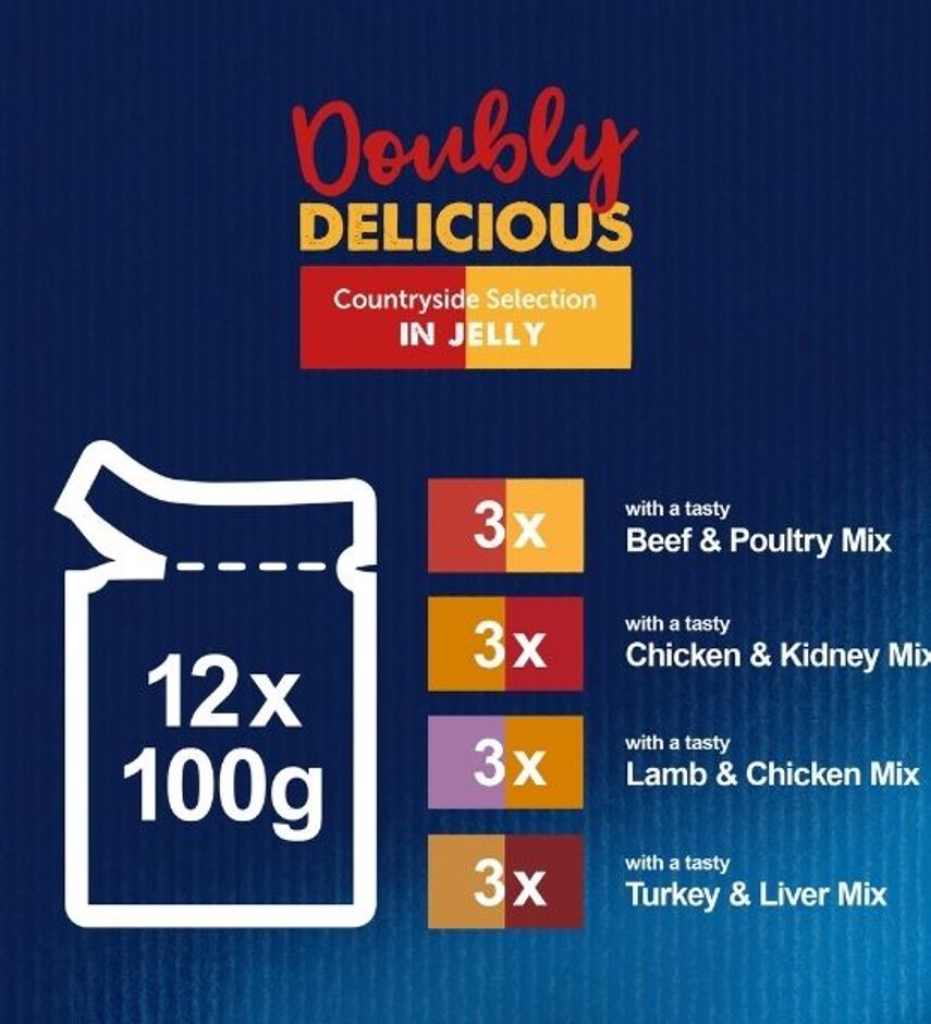 PURINA Felix Doubly Delicious Countryside Selection in Jelly Pouch Wet Cat Food Pack