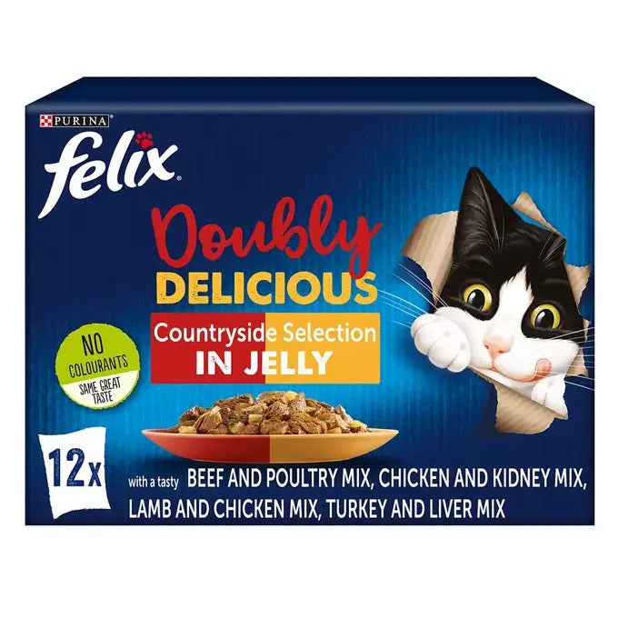 PURINA Felix Doubly Delicious Countryside Selection in Jelly Pouch Wet Cat Food Pack