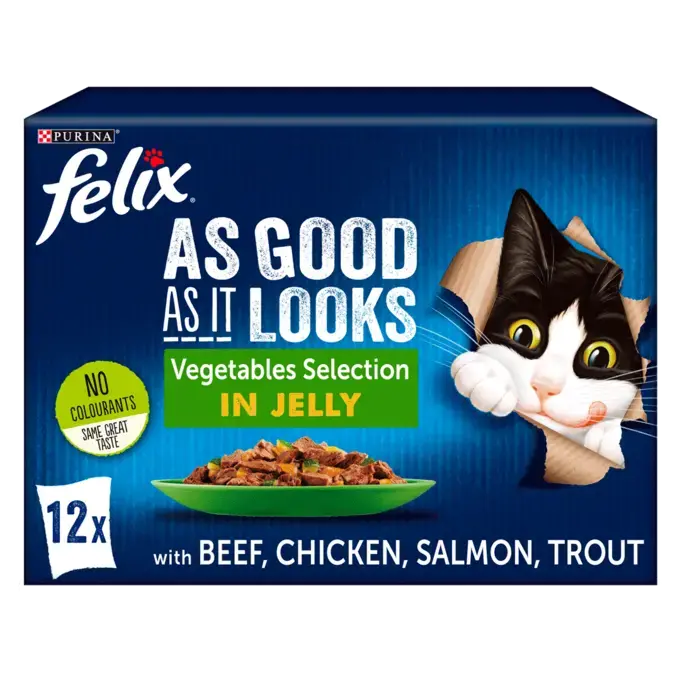 PURINA Felix as Good as it Looks Vegetable Selection in Jelly Pouch Wet Cat Food Pack
