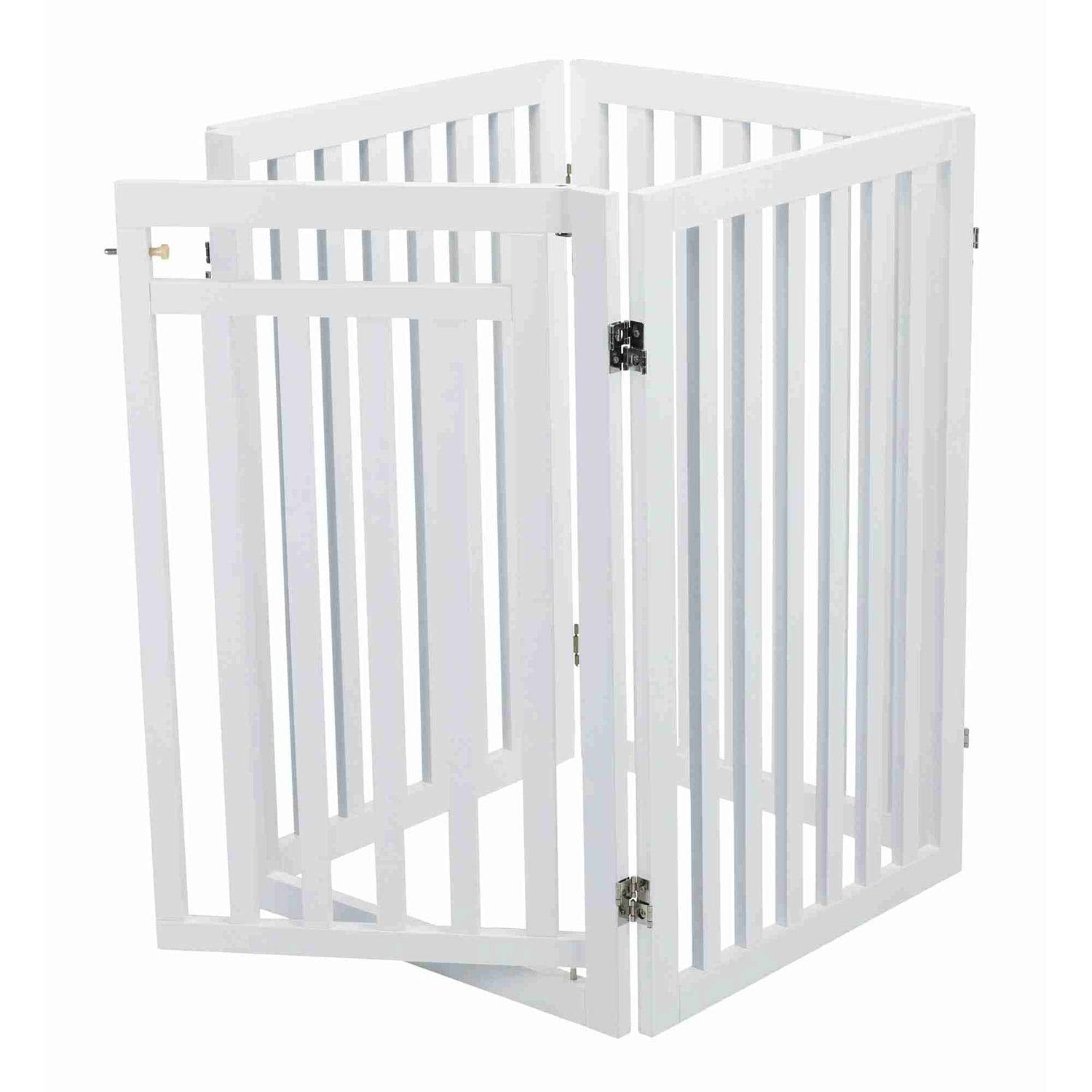 Trixie White Wooden 4-Part Barrier with Door for Dogs