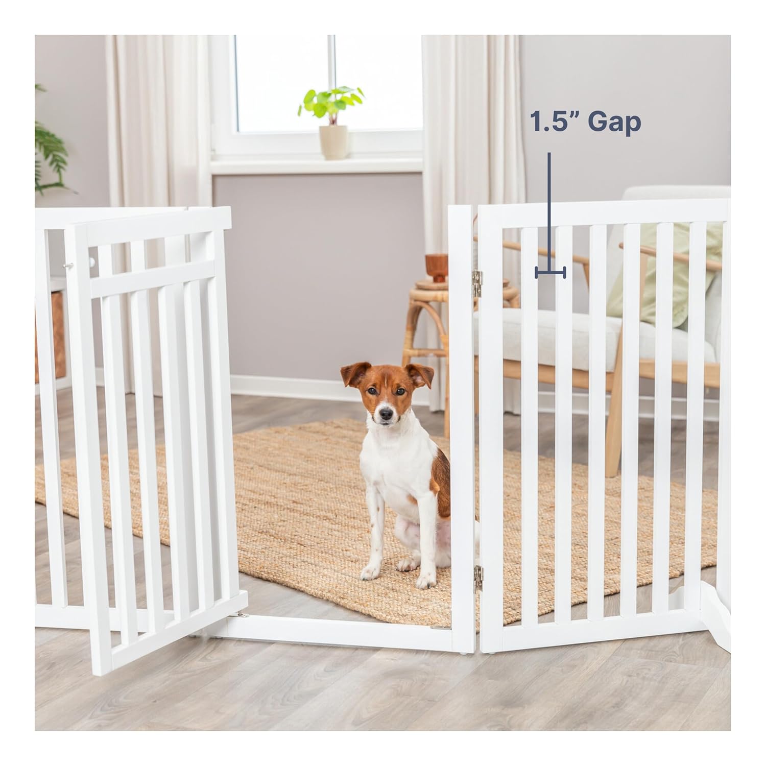 Trixie White Wooden 4-Part Barrier with Door for Dogs
