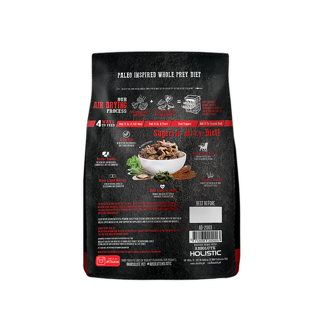 Absolute Holistic Air Dried Diet Beef & Venison Dry Dog Food