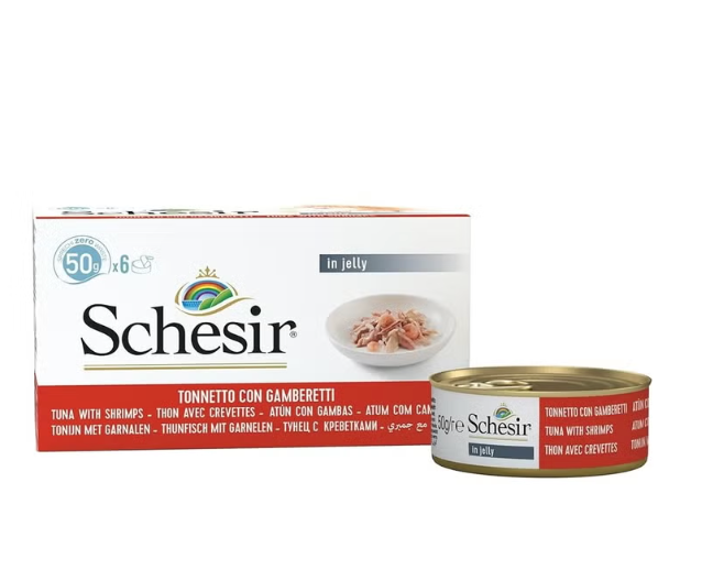 Schesir Multipack Tuna With Shrimps Adult Cat Wet Food