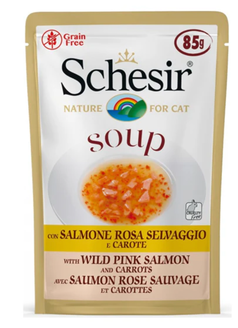 Schesir Soup with Wild Pink Salmon and Carrots Cat Wet Food