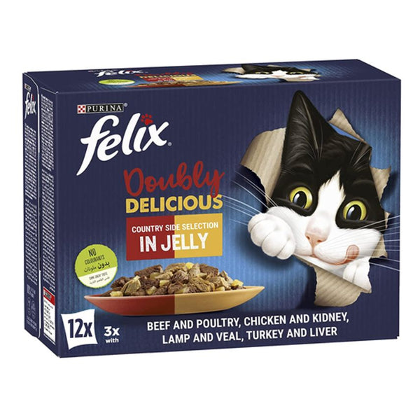 PURINA Felix Doubly Delicious Countryside Selection in Jelly Pouch Wet Cat Food Pack
