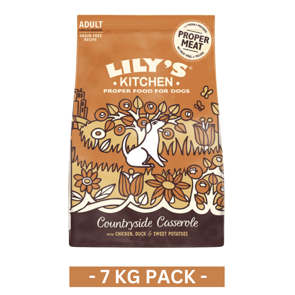 Lily's Kitchen Countryside Casserole with Chicken, Duck & Sweet Potatoes Adult Dry Dog Food  - 7 KG