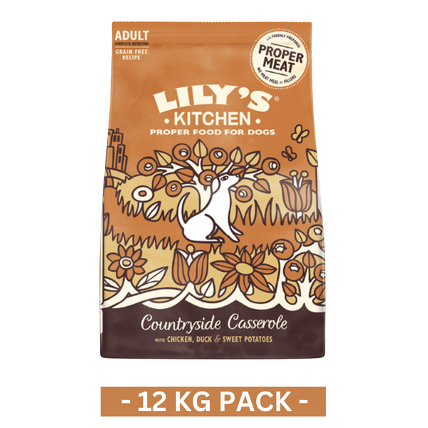 Lily's Kitchen Countryside Casserole with Chicken, Duck & Sweet Potatoes Adult Dry Dog Food Bundle