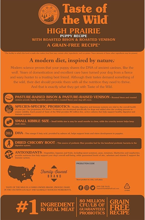 Taste of the Wild High Prairie Puppy Grain Free Dry Food