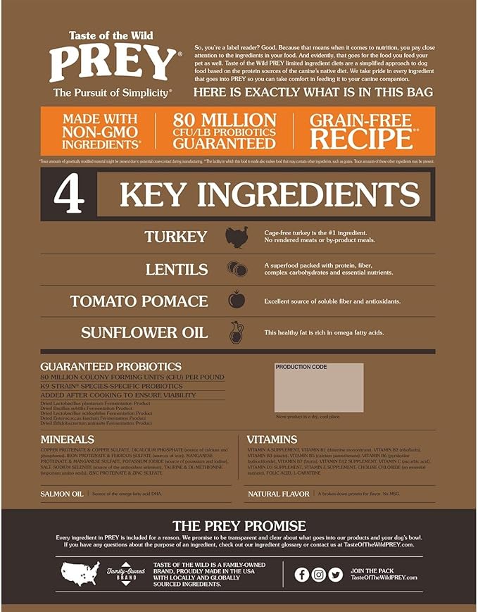 Taste of the Wild PREY Turkey Dry Dog Food
