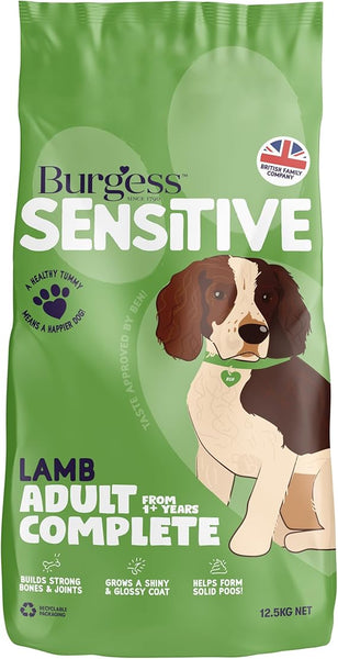 Burgess Sensitive Adult Lamb Dry Dog Food - 12.5KG