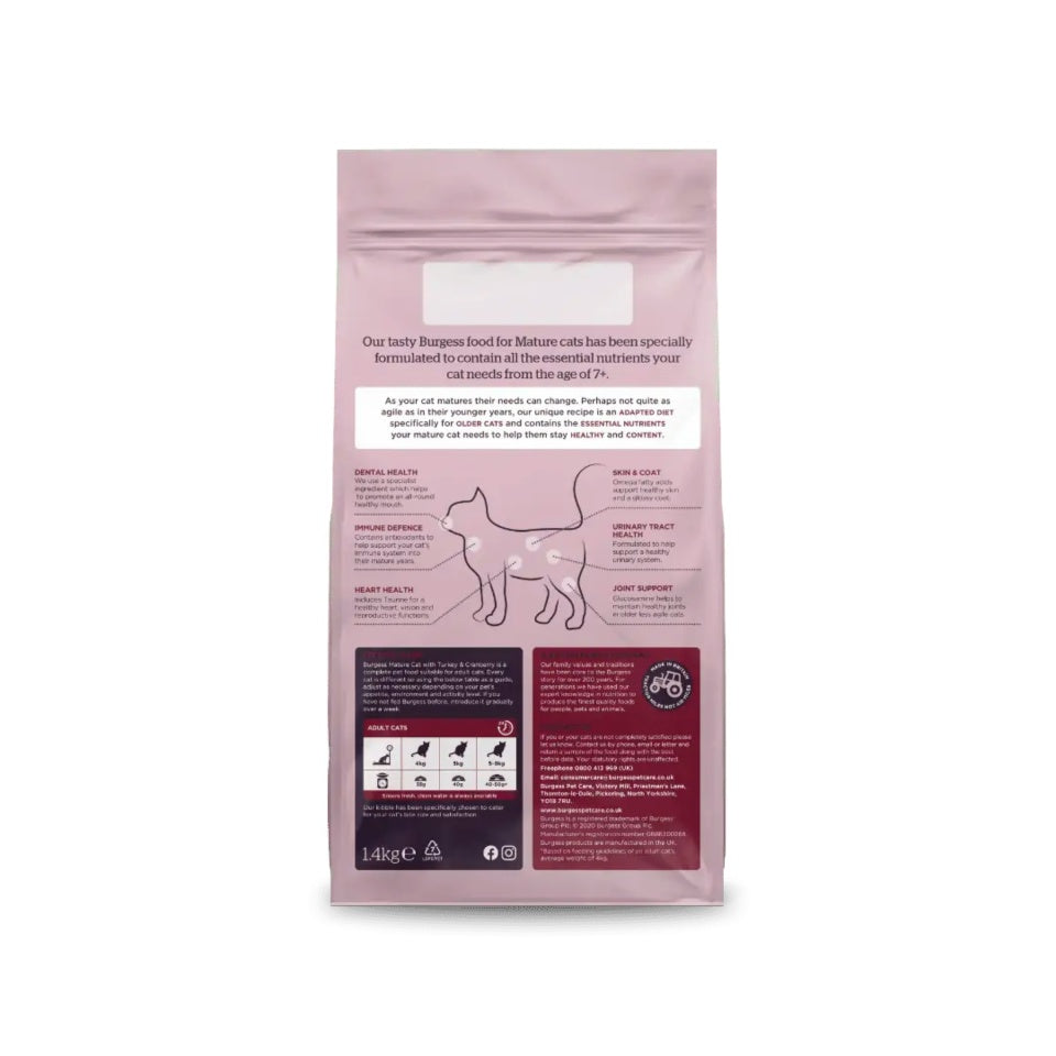 Burgess Mature Turkey & Cranberry Dry Cat Food