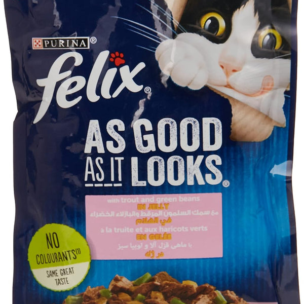 PURINA Felix as Good as it Looks Trout and Green Beans in Jelly Pouch Wet Cat Food