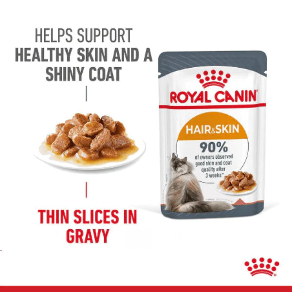 Royal Canin Feline Care Nutrition Hair & Skin in Gravy Adult Wet Cat Food