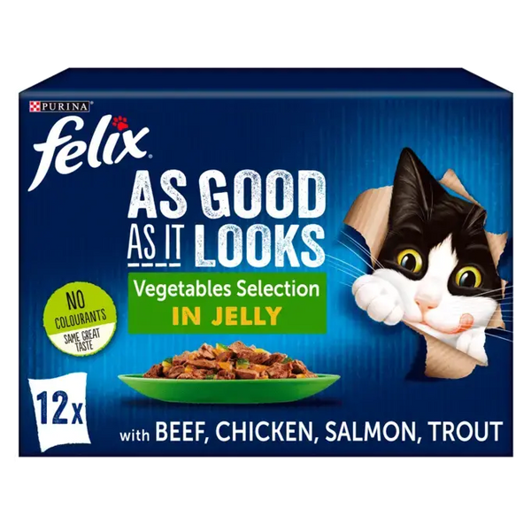 PURINA Felix as Good as it Looks Vegetable Selection in Jelly Pouch Wet Cat Food Pack