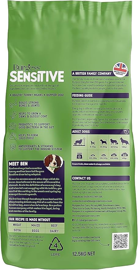 Burgess Sensitive Adult Lamb Dry Dog Food