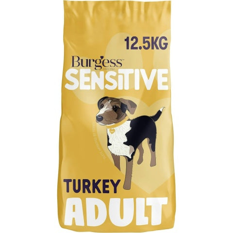 Burgess Sensitive Adult Turkey Dry Dog Food - 12.5KG